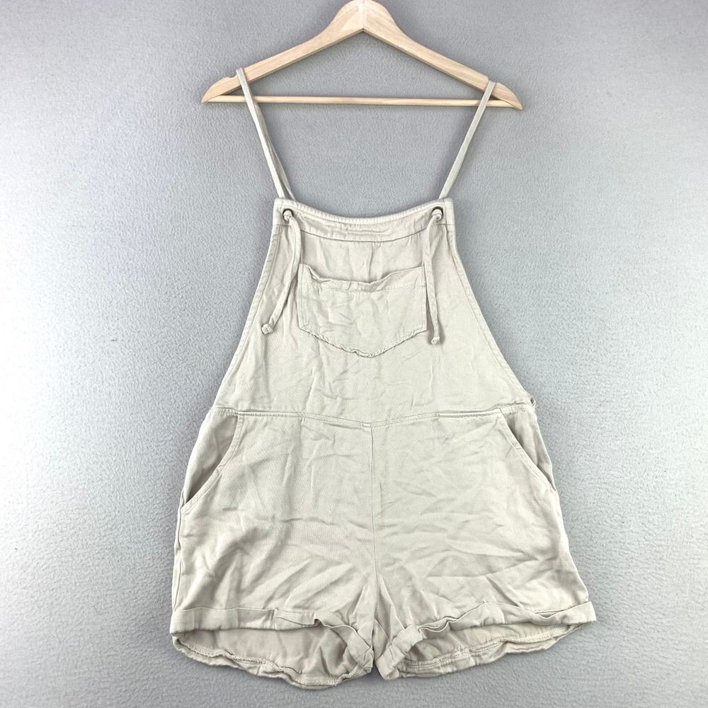 Zenana Jumpsuit Romper Shortalls Women S‎ Beige Rayon Lagenlook Beach Natural